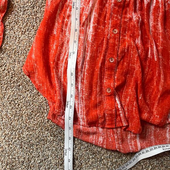 Maeve Anthropologie Calia Tunic.  Pleated Orange/White.  Long Sleeve.  Size 0 - Picture 5 of 7